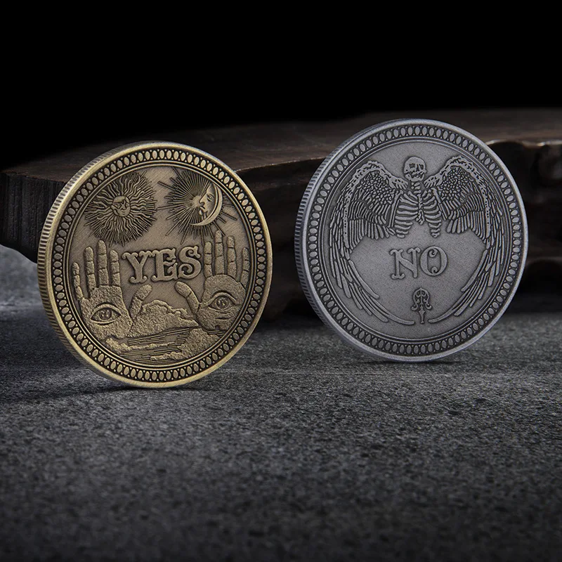 

Yes/No Ouija Gothic Prediction Decision Coin All Seeing Eye or Death Angel