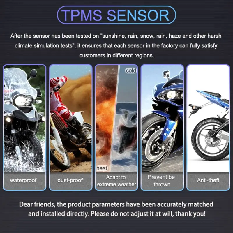 M3-B беспроводной мотоцикл TPMS в режиме реального времени шин давление мониторинга системы универсальный 2 внешних внутренних датчики ЖК-дисплей