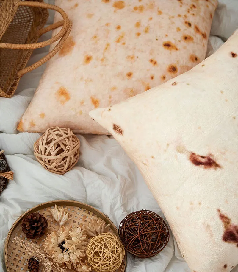 Фланелевое Одеяло Burritos Tortilla, круглая прямоугольная Удобная плюшевая еда, ковер с рисунком, современные товары для украшения дома