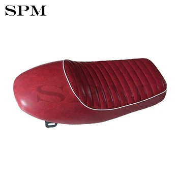 

Motorcycle Motorbike Vintage Hump Cafe Racer Red Seat With White Piping