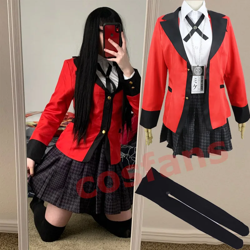 Аниме Kakegurui косплей костюм на Хэллоуин Jabami Yumeko Косплей Костюм Igarashi Sayaka школьная