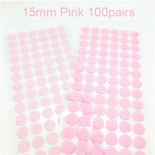 15mm Pink 100pairs 10/15/20/25/30 мм Розовый Круглый сильная самоклеящаяся крепежная лента в горошек нейлон крюк и петля клей крепление Magic Стикеры 100 пар - Цвет: 15mm Pink 100pairs