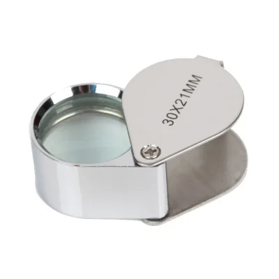 By DHL 100PCS 30X Glass Magnifying Magnifier Jeweler Eye Jewelry Loupe Loop 30X 21MM(Color: Silver