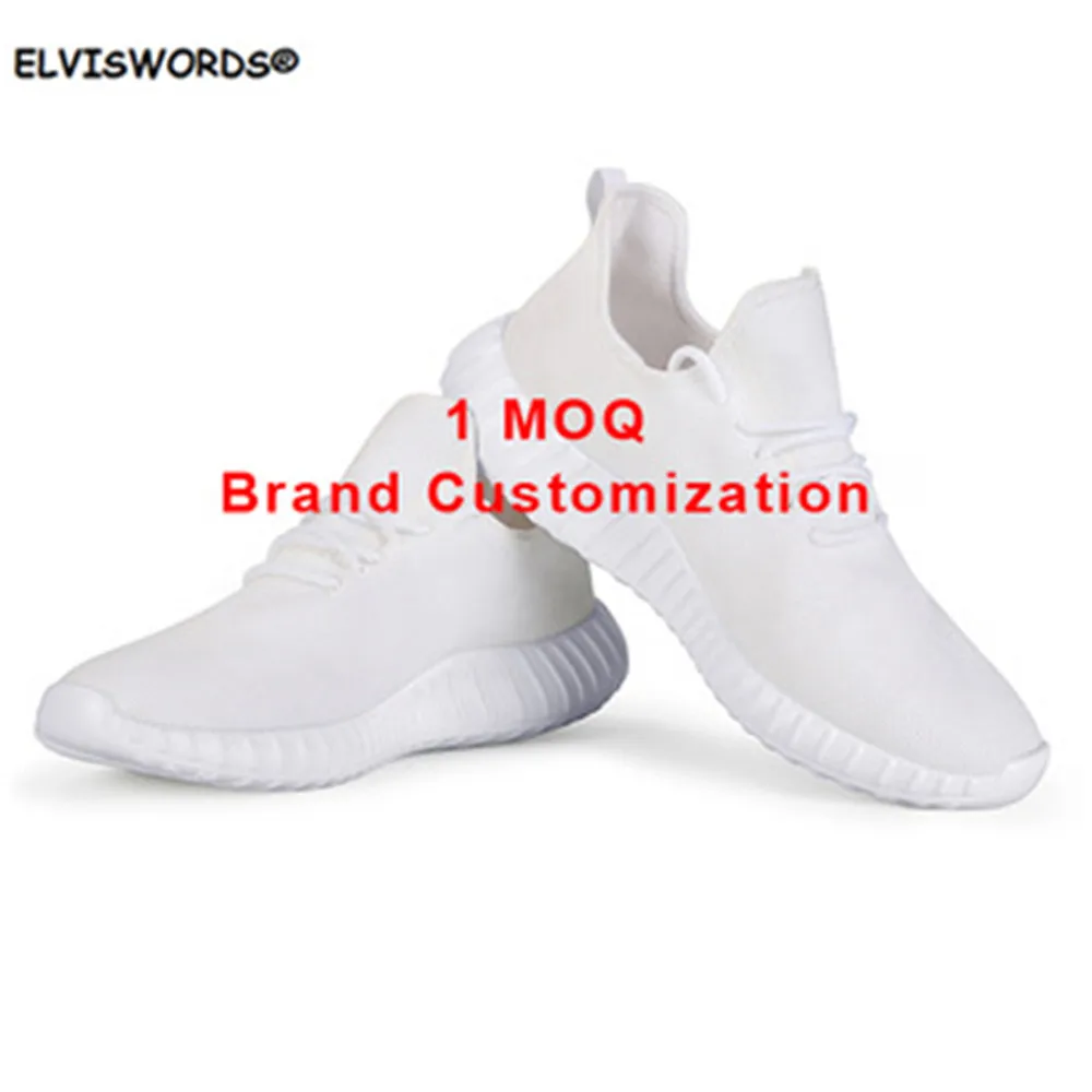 ELVISWORDS, imagen personalizada/Logotipo/letra/Nombre/texto, zapatillas planas para mujer, punto de Primavera Verano, ligeras, cómodas, zapatos de mujer