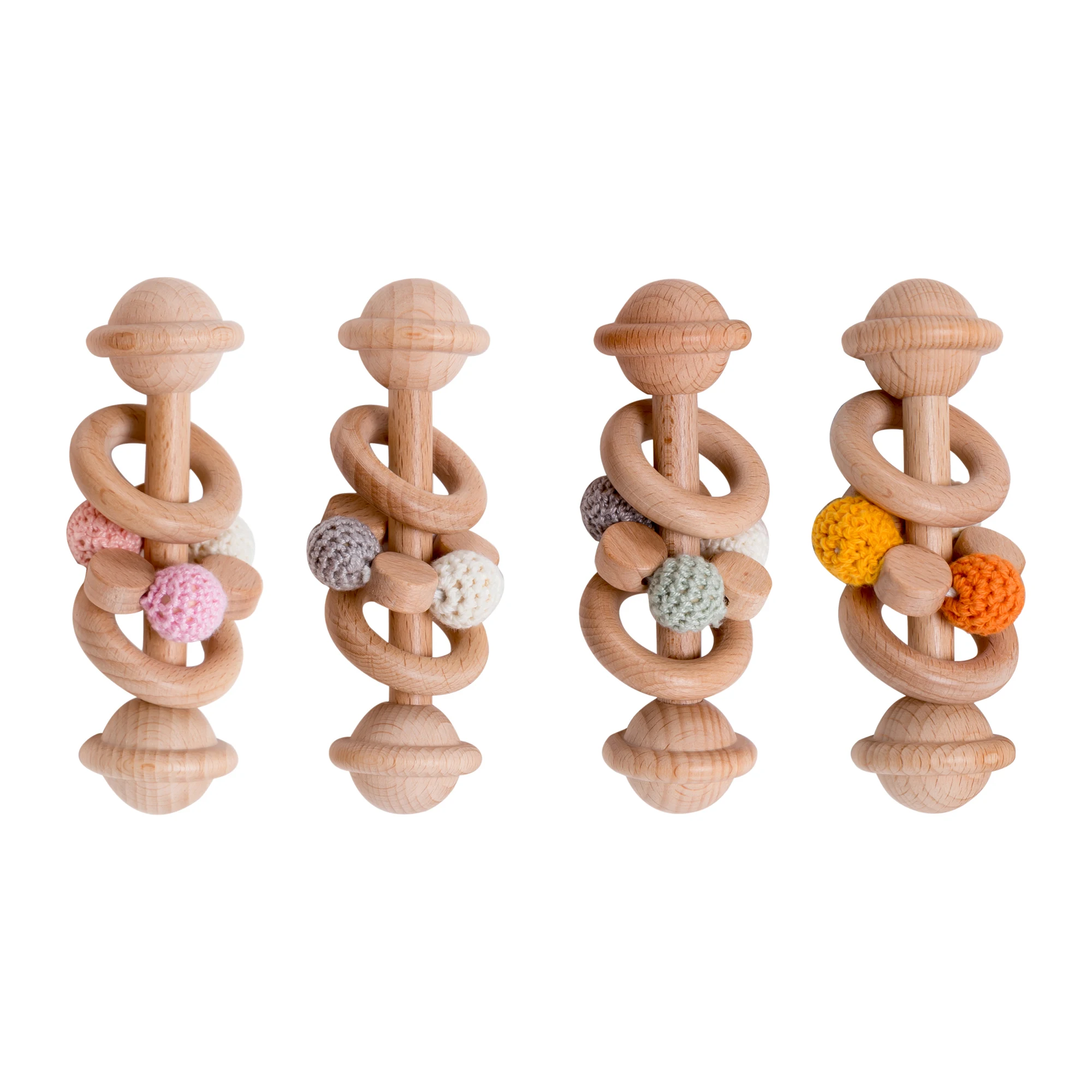 

1Pc Baby Rattles Crib Mobiles Stroller Beads Teethers Beech Wooden Teething Baby Toys for 0-12 months Nursing Handbells Toys