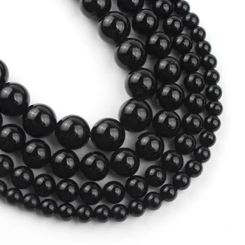 

Natural Stone Beads Black Tourmaline Stone Round Beads For Jewelry Making 15inch 4/6/8/10/12mm Gem-stone Spacer Beads Diy Rosary