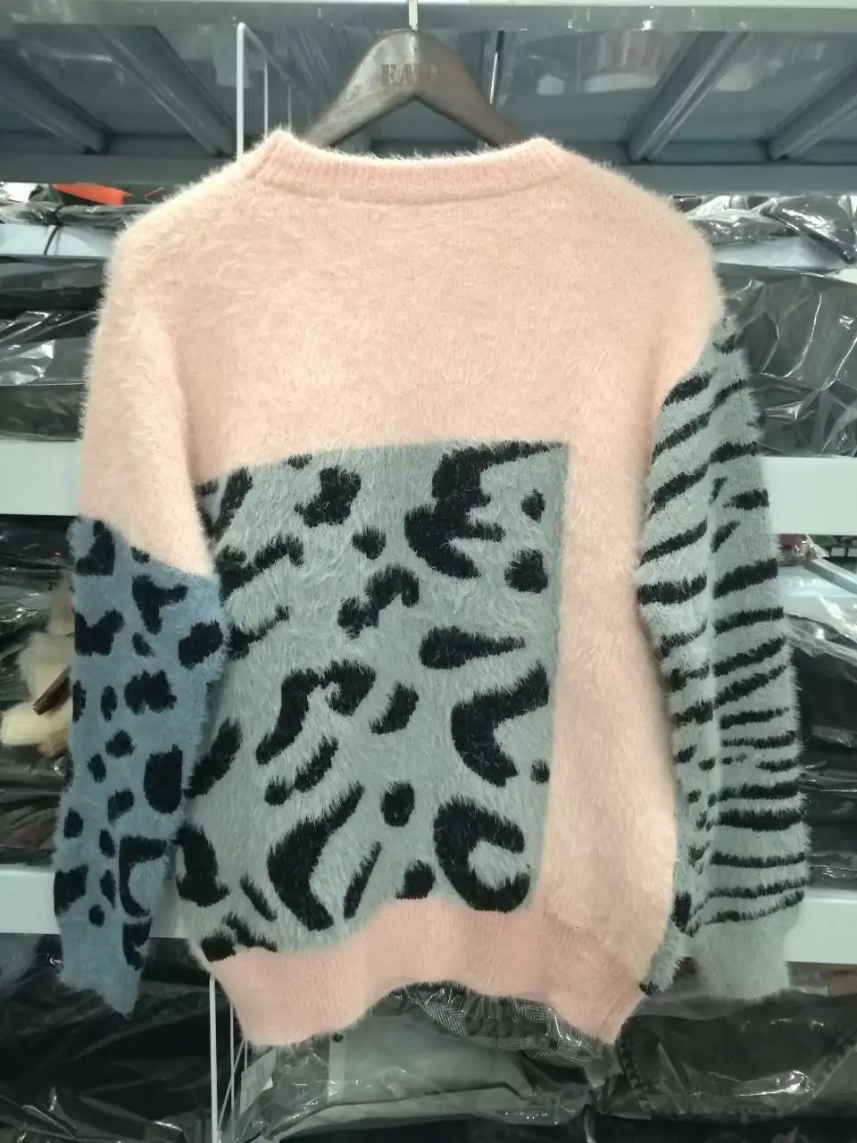 SHENGPALAE, Леопардовый принт, пэчворк, цветной, круглый воротник, пуловер с длинным рукавом,, новинка весны, вязанный женский свитер A810