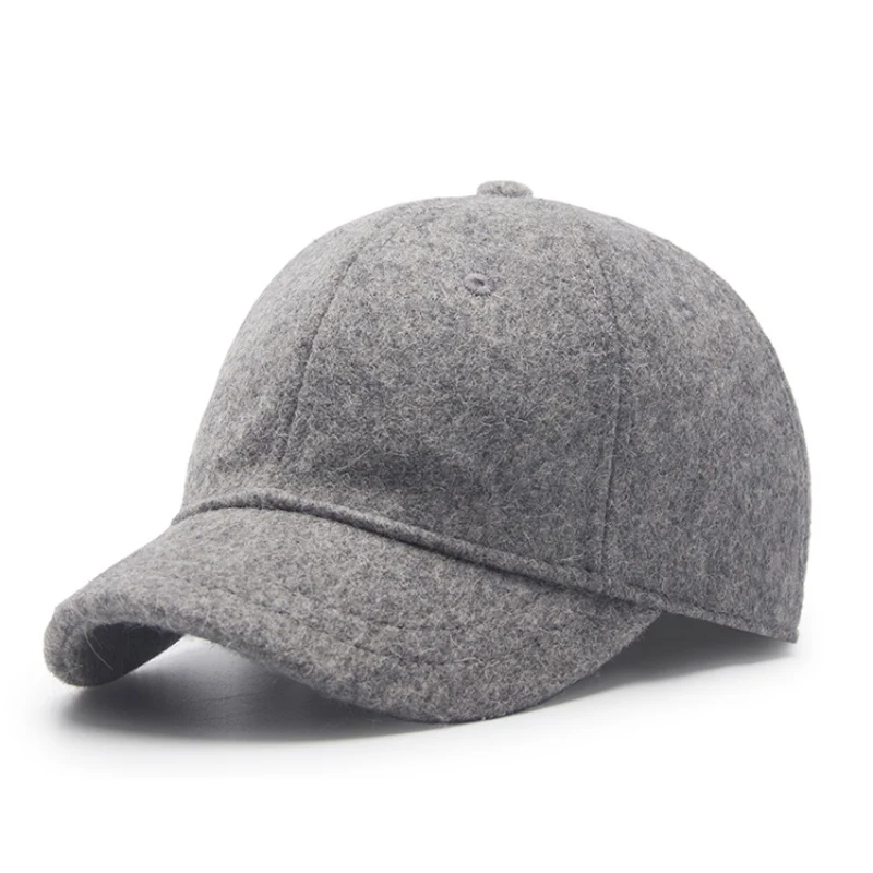 Fashion Adjustable Wool Blend Hat For Winter Outdoor Sports Warm Baseball Cap Adult Peaked Cap Hip Hop Hat
