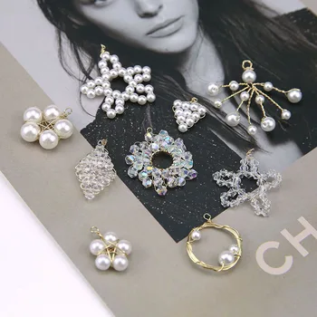 

20pcs/lot beads decoration handmade weaving geometry flowers/rhombus shape floating locket charms diy jewelry earring accessory