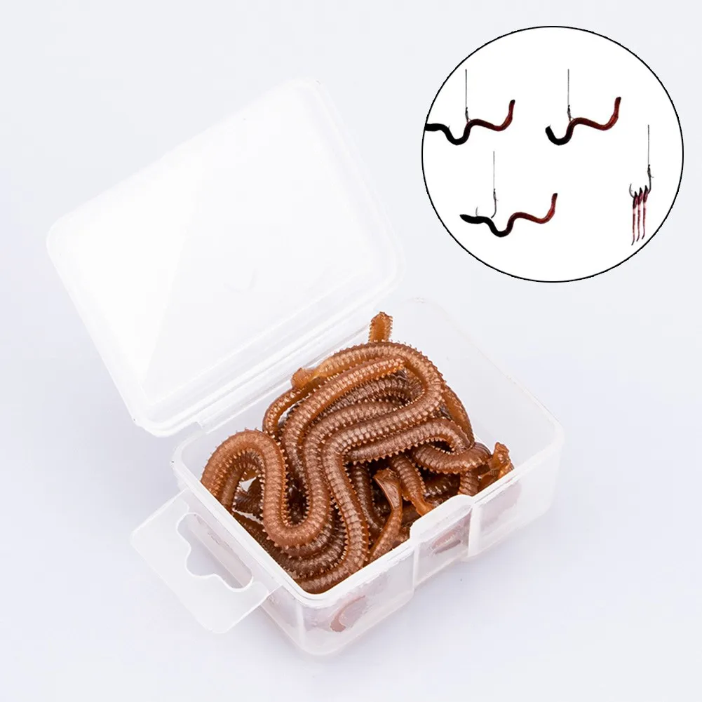 1 коробка мягкая искусственная рыболовная пластиковая приманка в виде дождевого