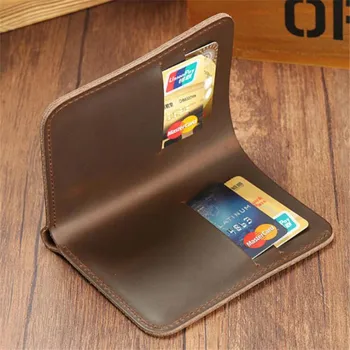 

Vertical Section Cross Section Leather Wallet Short Horse Leather Men And Women Bag Handmade Retro Simple Wallet High Quality