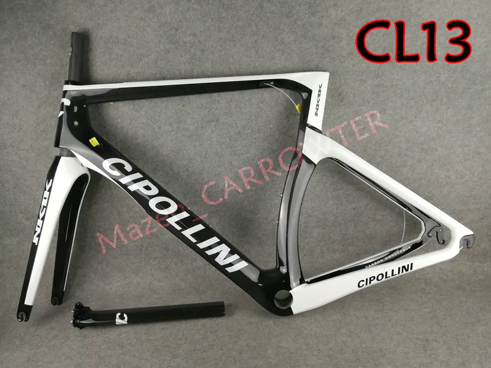 T1000 3K бело-черные NK1K карбоновые рамы для дорожного велосипеда Cipollini руль седло бутылки клетки 50 мм карбоновые колеса Novatec A271 ступицы - Цвет: Just CL13