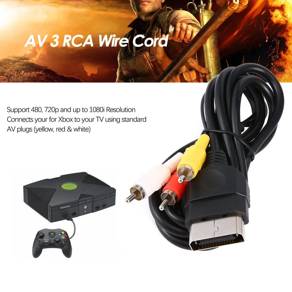 Замена 6FT аудио видео композитный кабель AV 3 провод RCA шнур для Xbox классический