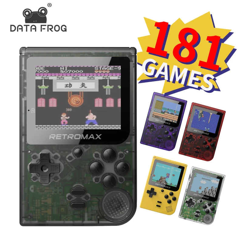 Price DATA FROG Retromax 8 Bit Mini Handheld Game Console Built in 181 Games 3 inch LCD Video Game Player Kids Gift