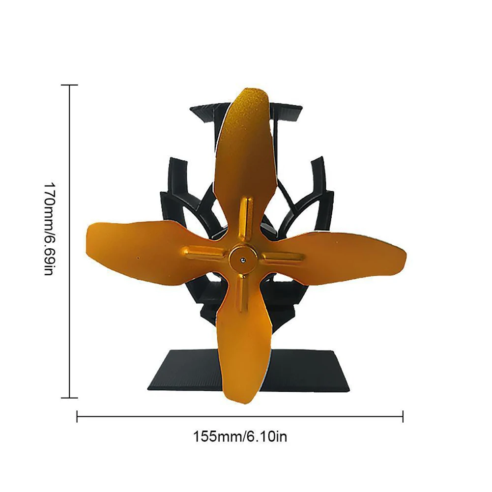 4 лопасти, эффективная защита от перегрева, тихий вентилятор, портативный, экологичный, распределительный, камин, горелка, маленький, с питанием от тепла