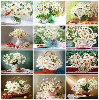 

EverShine Diamond Painting Daisy Cross Stitch Diamond Embroidery Flowers Rhinestones Art Bead Picture Kits Handmade Home Decor