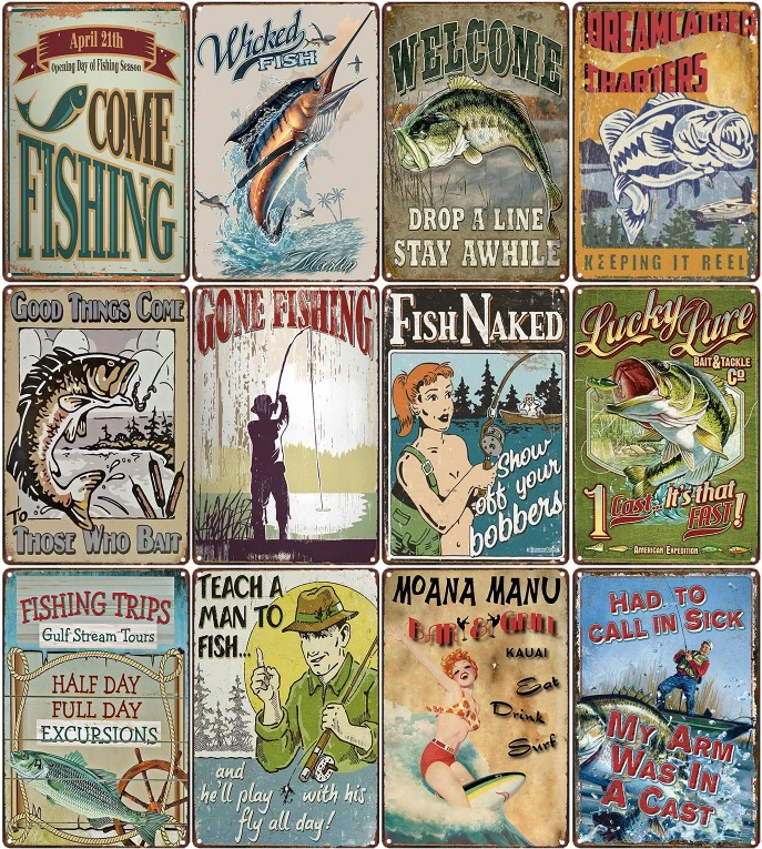 Gone Fishing винтажные металлические оловянные вывески для бара паба домашний декор