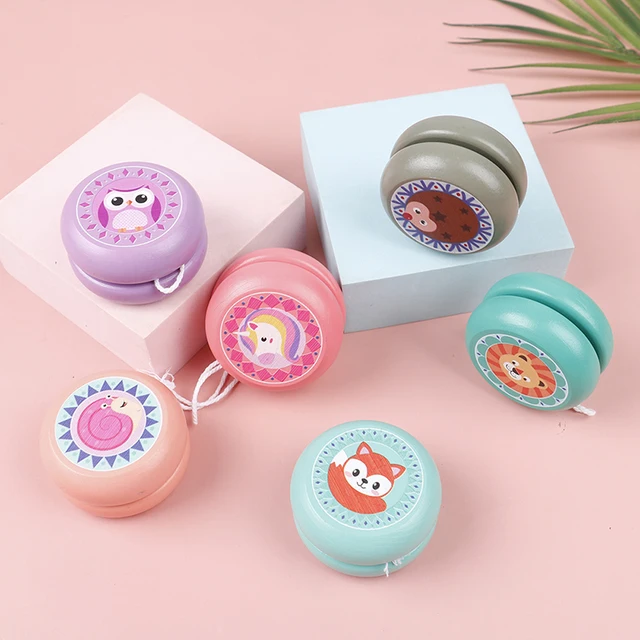 Children Yoyo Ball Cute Animal Prints Wooden Yoyo Toys Fox Owl Hedgehog Snails Toys Kids Yo-Yo Creative Yo Yo Toys For Children 4