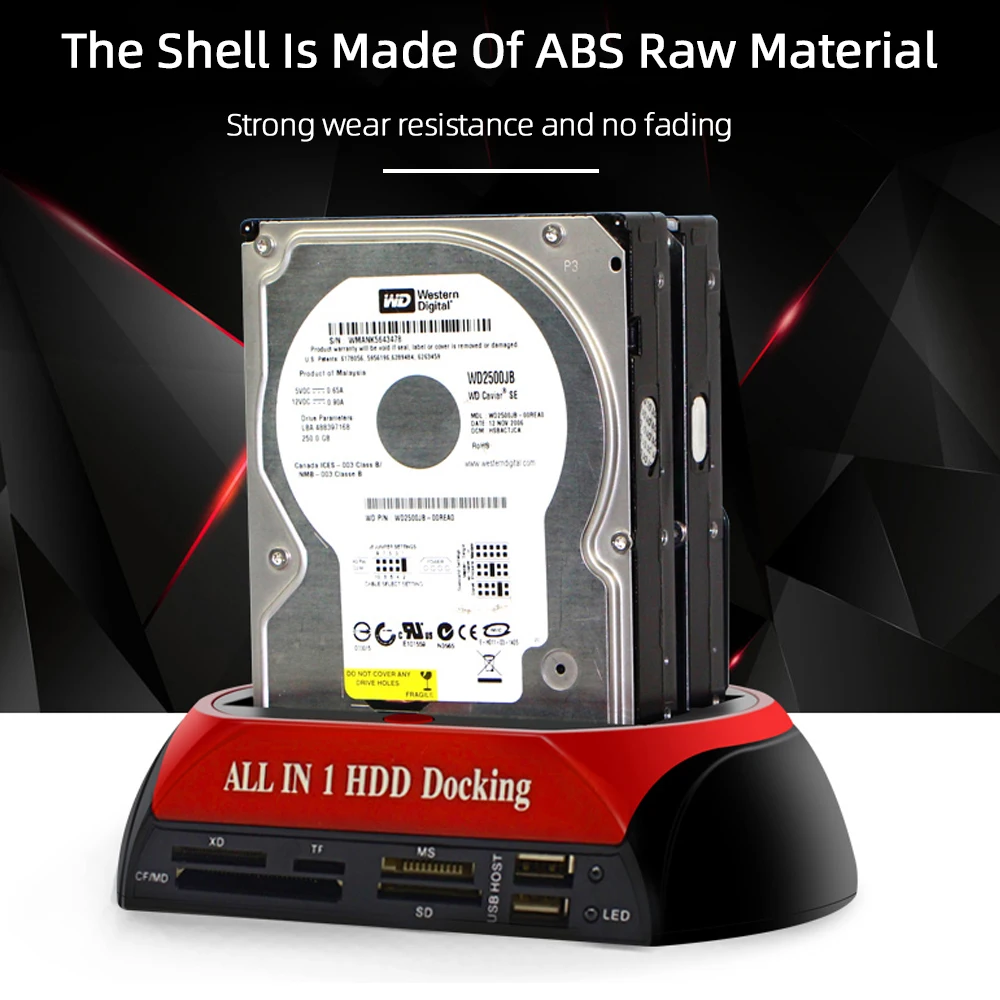 SSD HDD Docking Station External Hard Disk Enclosure Dual Slots