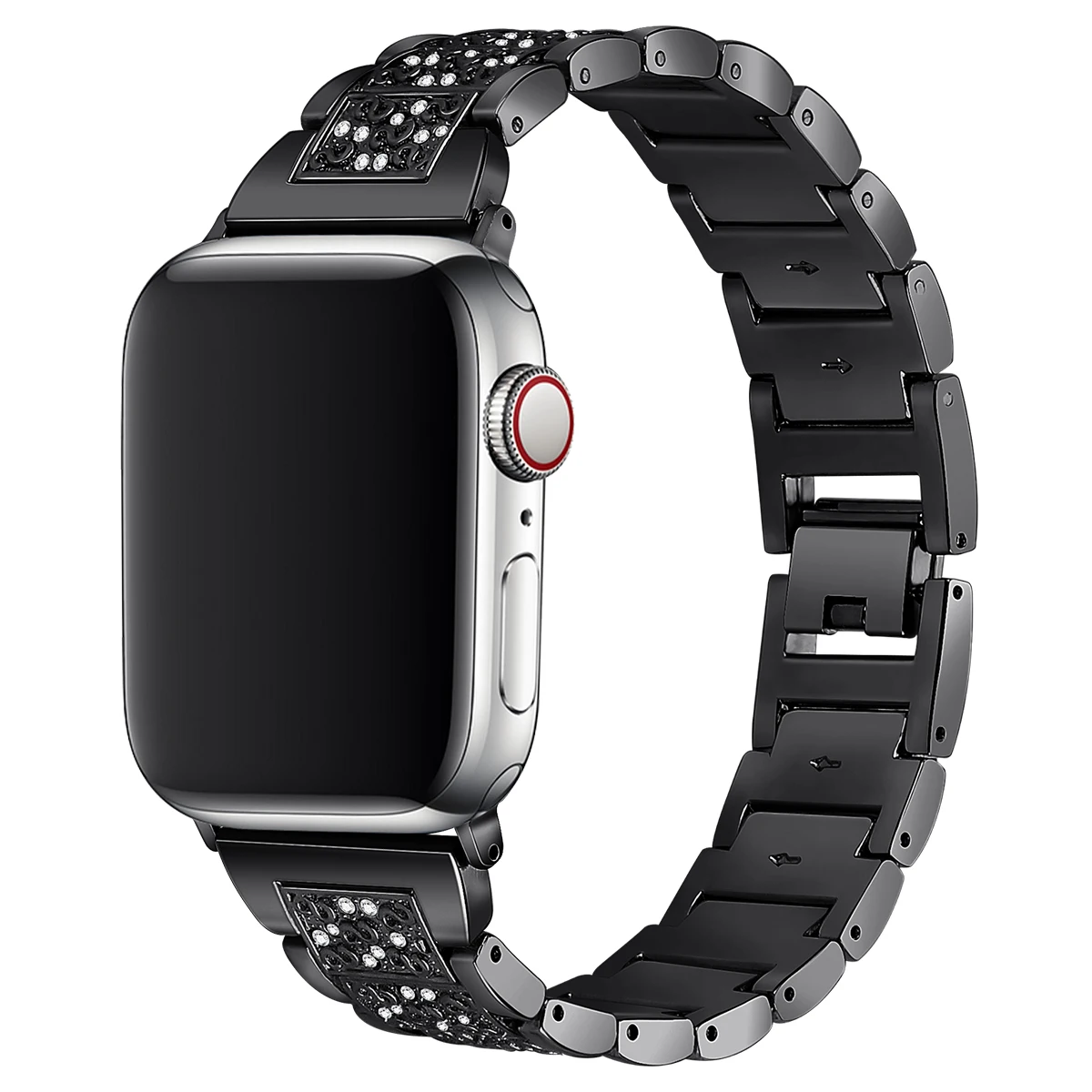 Black Для наручных часов iWatch серии 5 44 мм металлический ремешок Однотонная одежда Нержавеющая сталь Diamant сменные часы ремешок для iWatch серия 5 браслет - Цвет: Black