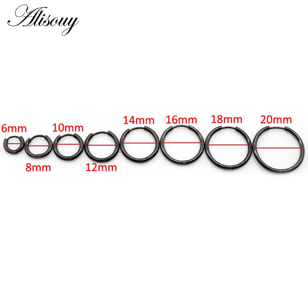 Alisouy 2pcs 스테인레스 스틸 1.6/2/2.5/3/5mm 두꺼운 여성 남성 서클 클립 라운드 후프 귀걸이 귀 헬릭스 펑크 피어싱 쥬얼리