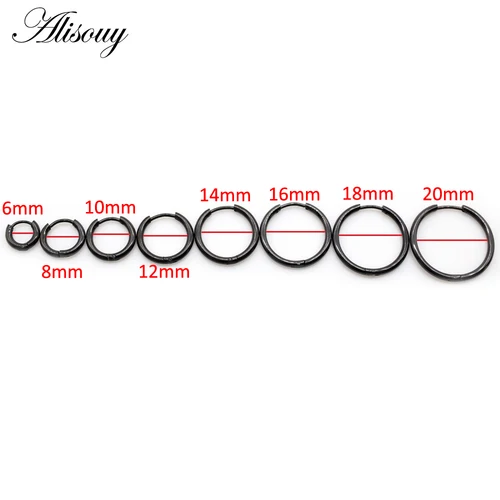 Alisouy 2pcs 스테인레스 스틸 1.6/2/2.5/3/5mm 두께 여성 남성 서클 클립 라운드 후프 귀걸이 귀 헬릭스 펑크 피어싱 쥬얼리 3