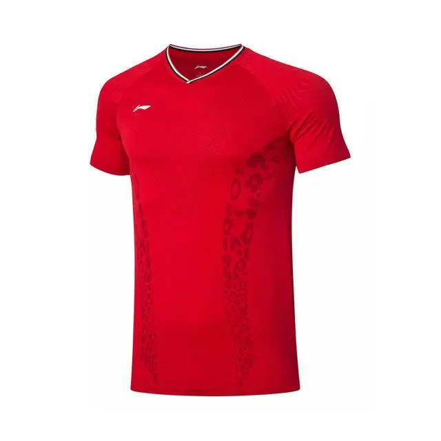 Li-Ning для мужчин, для соревнований по бадминтону, дышащие футболки на сухом тонком подкладе из нейлона и полиэстера, Спортивная футболка AAYP279 COND19 - Цвет: Другое