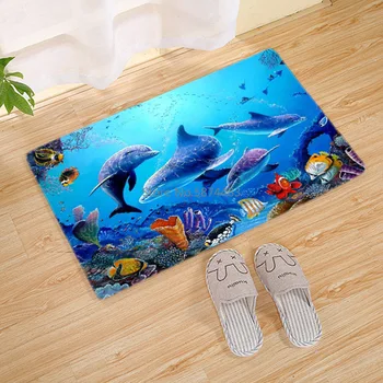 

Undersea World Doormat Bathroom Kitchen Floor Mat Door Rugs Nordic Fish Dolphin Carpet Non-Slip Mat 3 Sizes