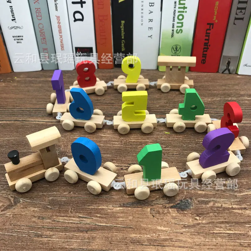 

Wooden 0-9 with Numbers Small Train Joint Combination Children'S Educational Early Childhood Drag Car Toy