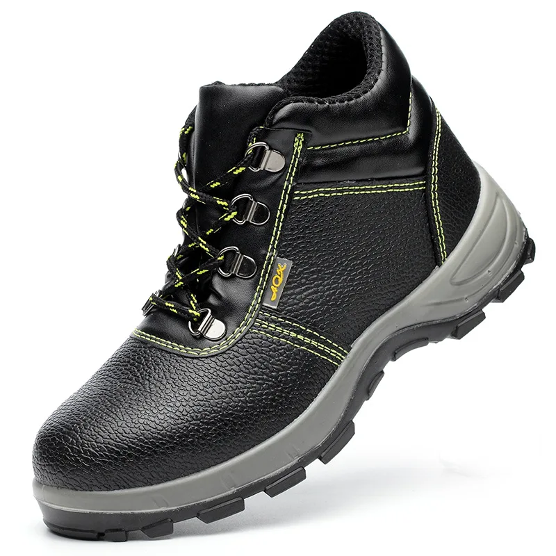 

Hight-top Split Cowhide Mold Plastics Safety Shoes PU Polyurethane Solid Bottom Work Shoes Smashing Anti Puncture Safety Shoes