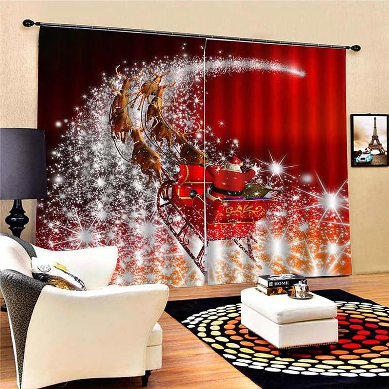Санта Клаус Снеговик Олень рождественское окно занавеска Новогоднее Рождественское украшение занавеска s для гостиной спальни Декор