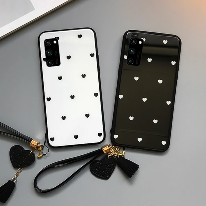 For Samsung Galaxy A71 A51 Case Free Strap Small Heart Glass Hard Protection Phone Cover For Samsung A50s A71 A70 A A50 Casing Phone Case Covers Aliexpress