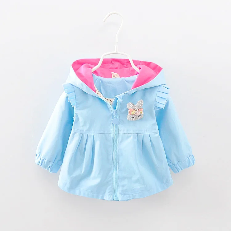 Пальто для малышей, весенне-осенний плащ с капюшоном и заячьими ушками для маленьких девочек, куртка для малышей, Одежда для новорожденных, 2 года