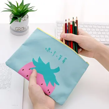 

Document bag bill zipper cute student canvas tutorial bag stationery storage clip pen bag School Office Supplies Organizer Bag