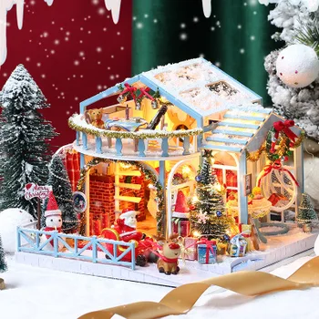 

2020 New Products DIY Handmade Villa House Model Assembled Building Block Toy Christmas Gift