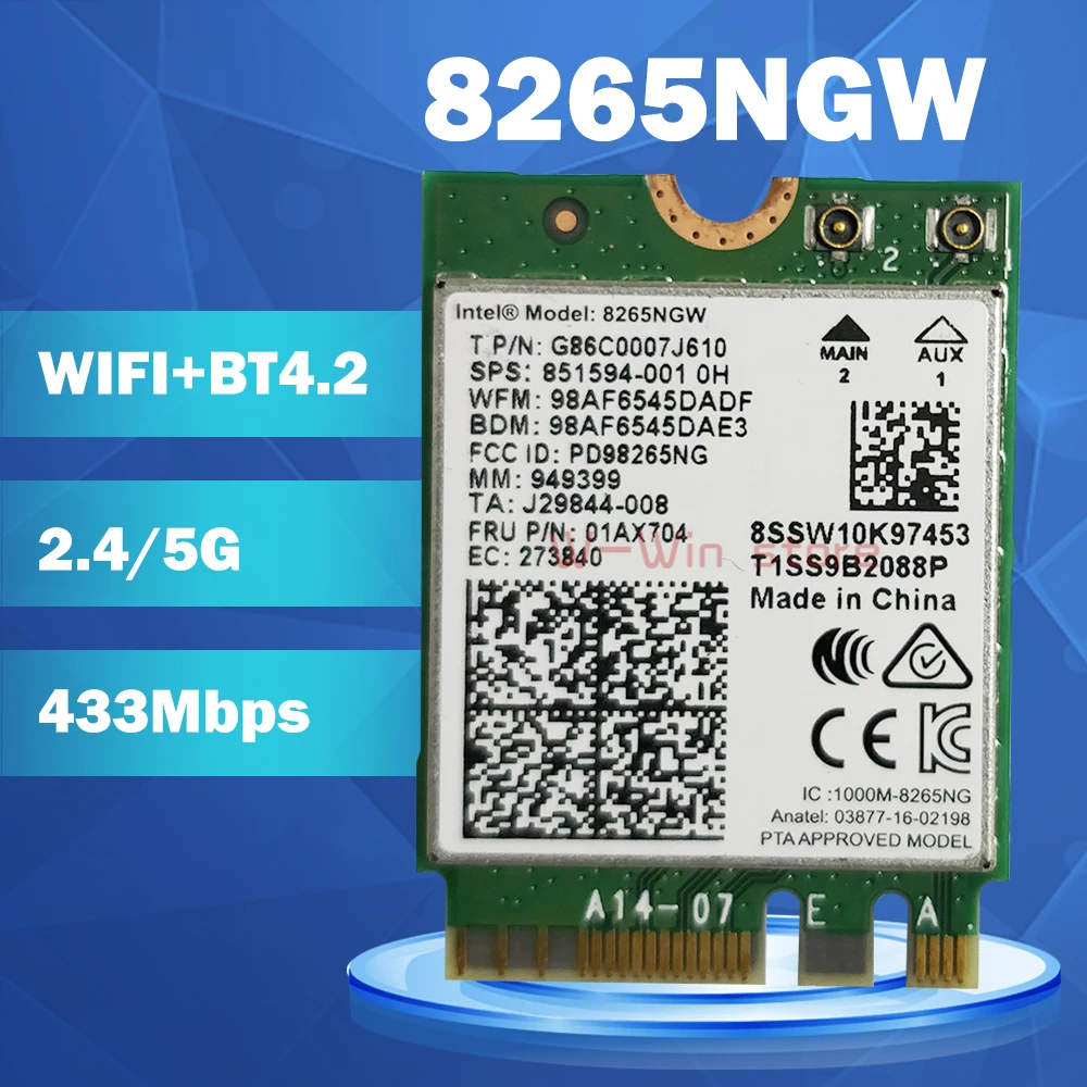 2 4G/5Ghz Wifi BT Wlan для Intel 8265NGW 8260ac Wireless-AC 8265 NGFF 802.11ac 867Mbps 2x2 MU-MIMO WIFI 4 карта | Компьютеры и
