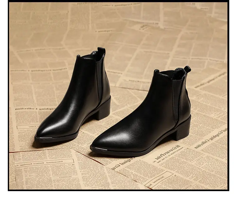 2021 Autumn and Winter New Thick Heel Short Boots Women's British Style Korean Pointed Martin Boots and Bare Boots Pointed Shoes