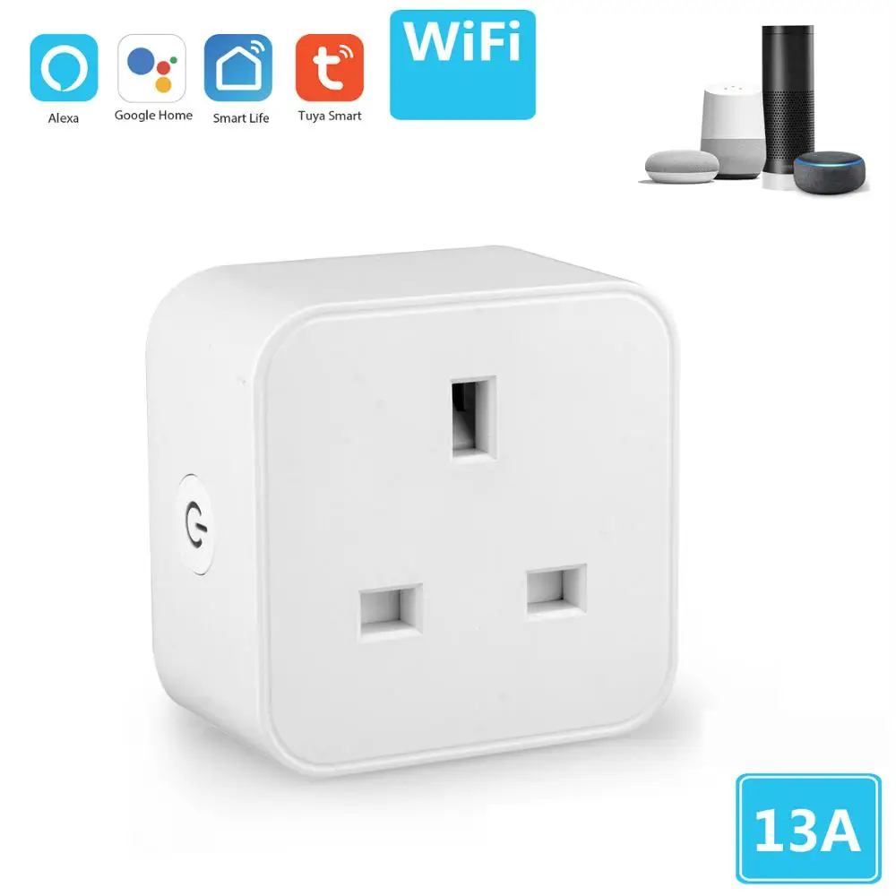 UK plug Tuya Smart Plug Voice Conctol APP WiFi Пульт дистанционного управления Функция синхронизации умная жизнь Amazon Alexa Google Assistant