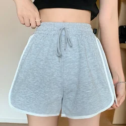 Verão novo casual esportes shorts feminino versátil tendência coreano versão simples e solto estudante casal de três pontos hotpants