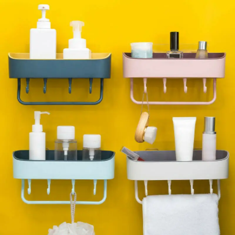 

Punch-Free Seamlessly Bathroom Shelf Corner Bath Storage Holder Organizer Racks 27*10.5*6.5cm