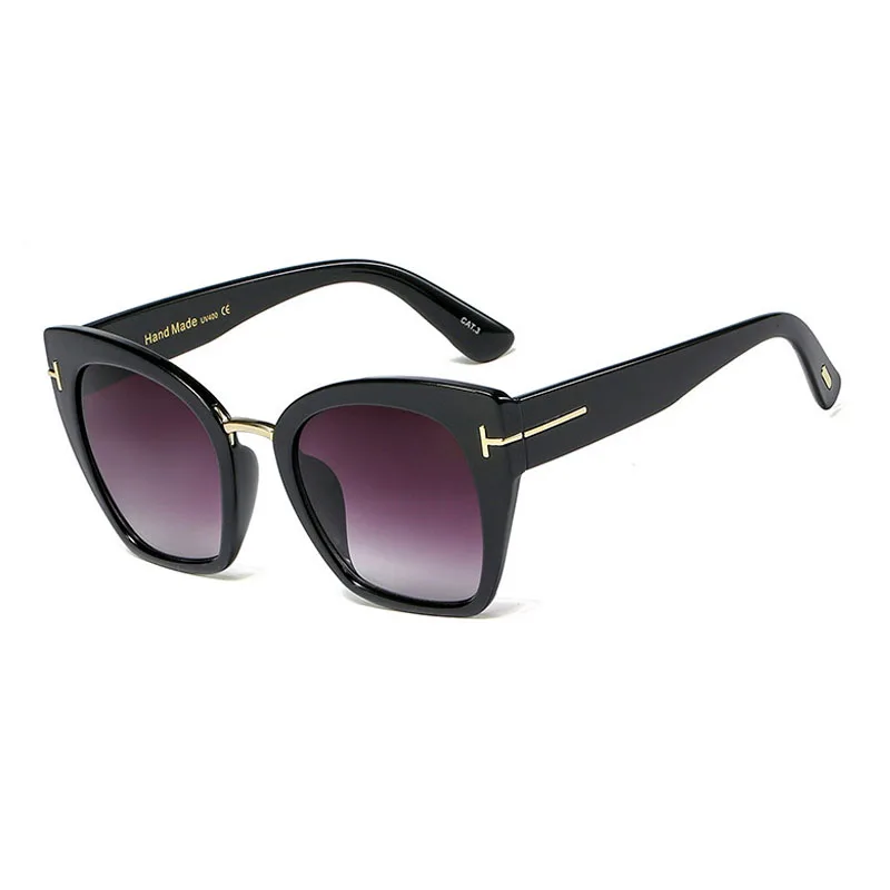 SIMPRECT, кошачий глаз, солнцезащитные очки для женщин,, роскошные негабаритные солнцезащитные очки, Ретро стиль, Ретро стиль, солнцезащитные очки, зеркальные оттенки для женщин, UV400 - Цвет линз: black-black