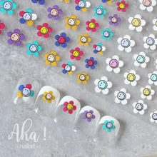 1pcs 3D Nail Art Decal Sun Flower Face Nail Sticker Lovely Colored Flowers Relief 5D Nail Art Decoration Stickers Smile Manicure