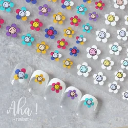 1pcs 3D Nail Art Decal Sun Flower Face Nail Sticker Lovely Colored Flowers Relief 5D Nail Art Decoration Stickers Smile Manicure