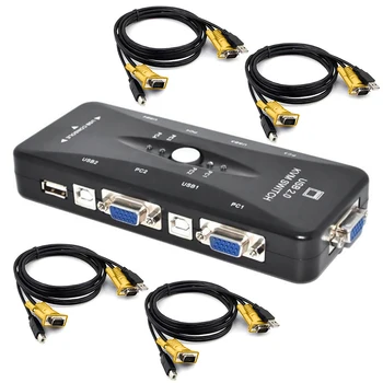 

Video Cable Adapter Synchronization Kvm Laptop Computer Connection 4 Port Stable Transfer Data VGA Splitter Anti-interference