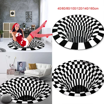 

3D Vortex Illusion Rug Swirl Print Optical Illusion Areas Rug Carpet Floor Pad Non-slip Doormat Mats for Home Dropship