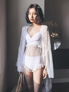 

Swimwear Bathing Suit Women's Fairy Style Graceful Three-piece Set South Korea Belly Covering Slimming Sexy Hot Springs Bath