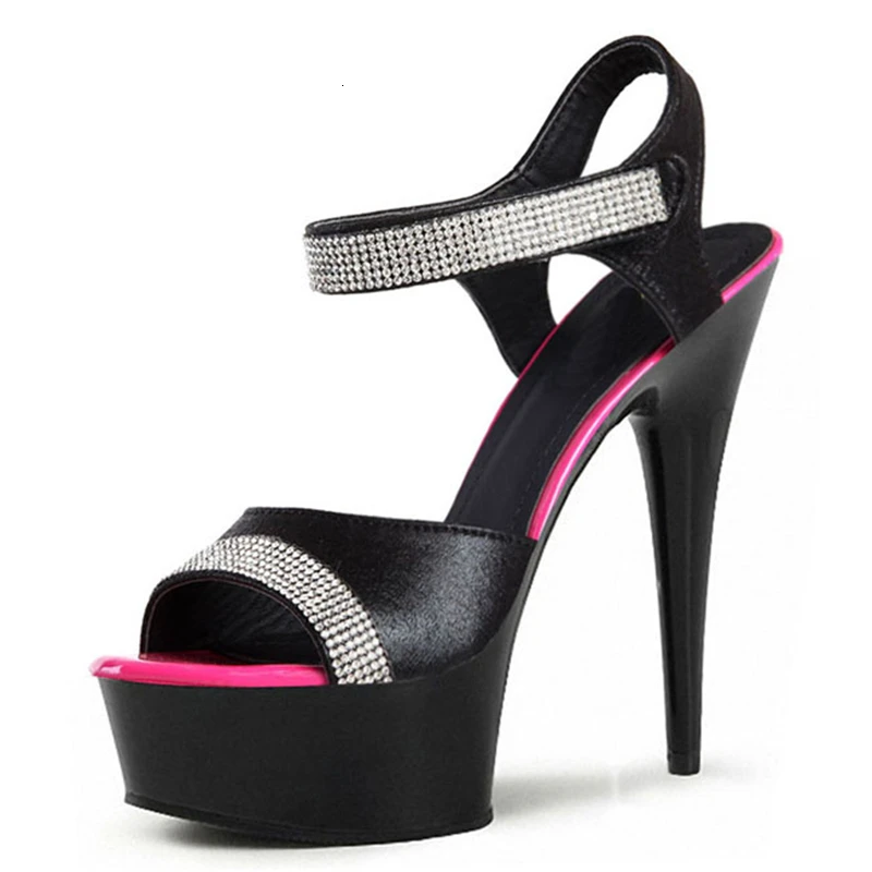 

Professionally Exotic Dancer Wedding 13cm-18cm High-heeled Woman's Shoe Peep Toe Ankle Platform Buckle-strap Sandal Waterproof