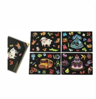 

4Pcs/set Magic Colorful Drawing Board Paper Coloring Commodity Cards Painting Scraping Children Kids learning Doodle Scratch Toy