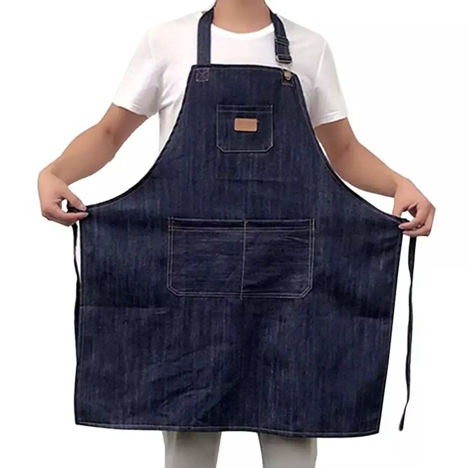 Adults Apron Adjustable Housekeeping Denim Apron With Pocket Cooking