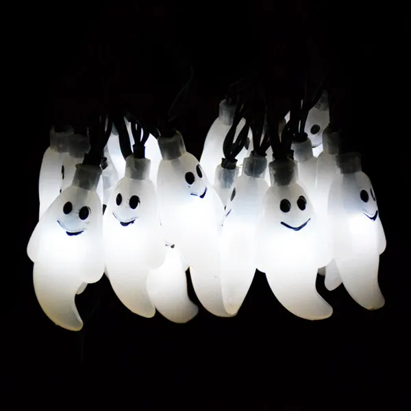 White Ghost светодиодный праздничный струнный светильник Открытый водонепроницаемый Солнечный садовый светильник сказочные Вечерние огни для украшения сада Хэллоуин - Испускаемый цвет: White